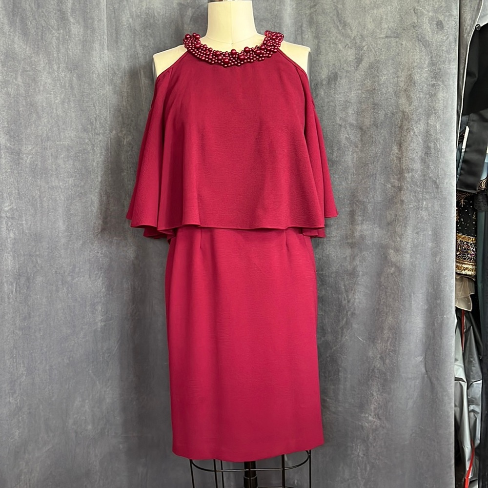 Burgundy cocktail dress, size 10 Adrianna Papell